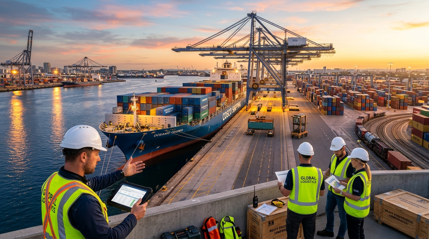 Global logistics container freight terminal